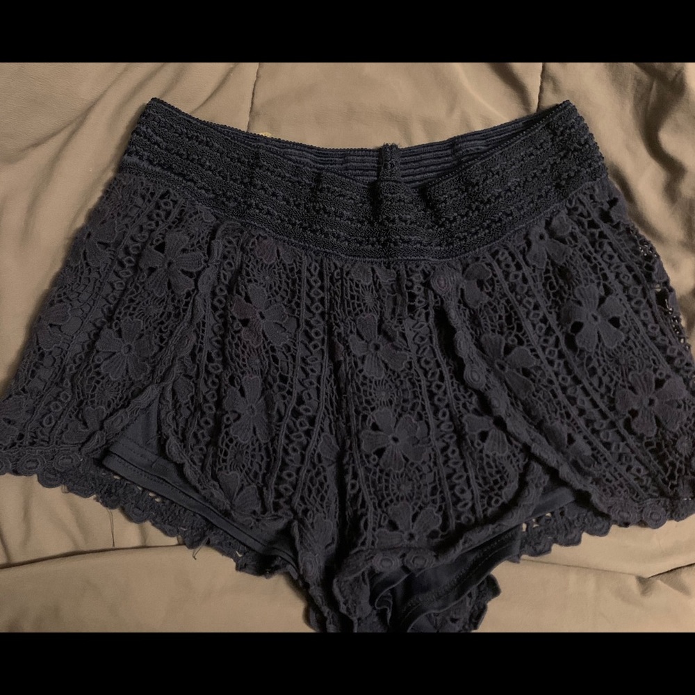 3/$10 Navy Blue Lace Shorts with Skort look